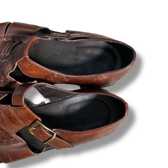 Tommy Bahama Italian Leather Roman Fisherman Sandals Brown Size 12 Woven Summer - Picture 5 of 13